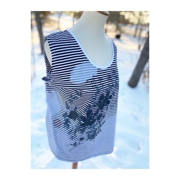Mac and Jac Striped Floral Tank Top Casual Active - Picture 5 of 8